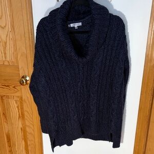 Jennifer Lopez Navy w/ Silver Shimmer Cowl Neck Sweater Size Large